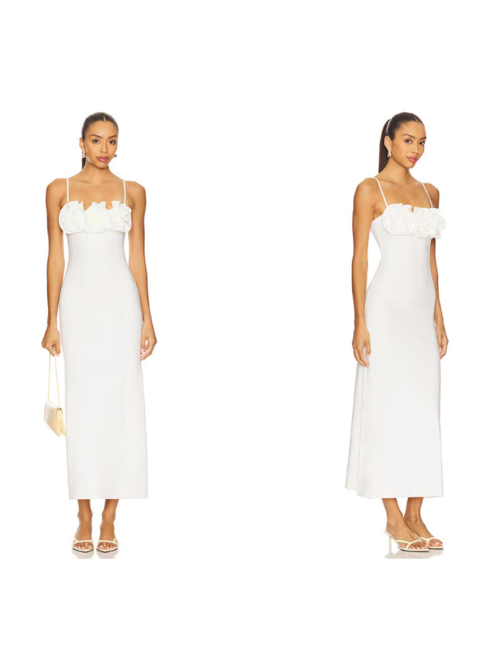 Maygel Coronel Aura Maxi Dress off white Ruffle detail One Size $450 msrp